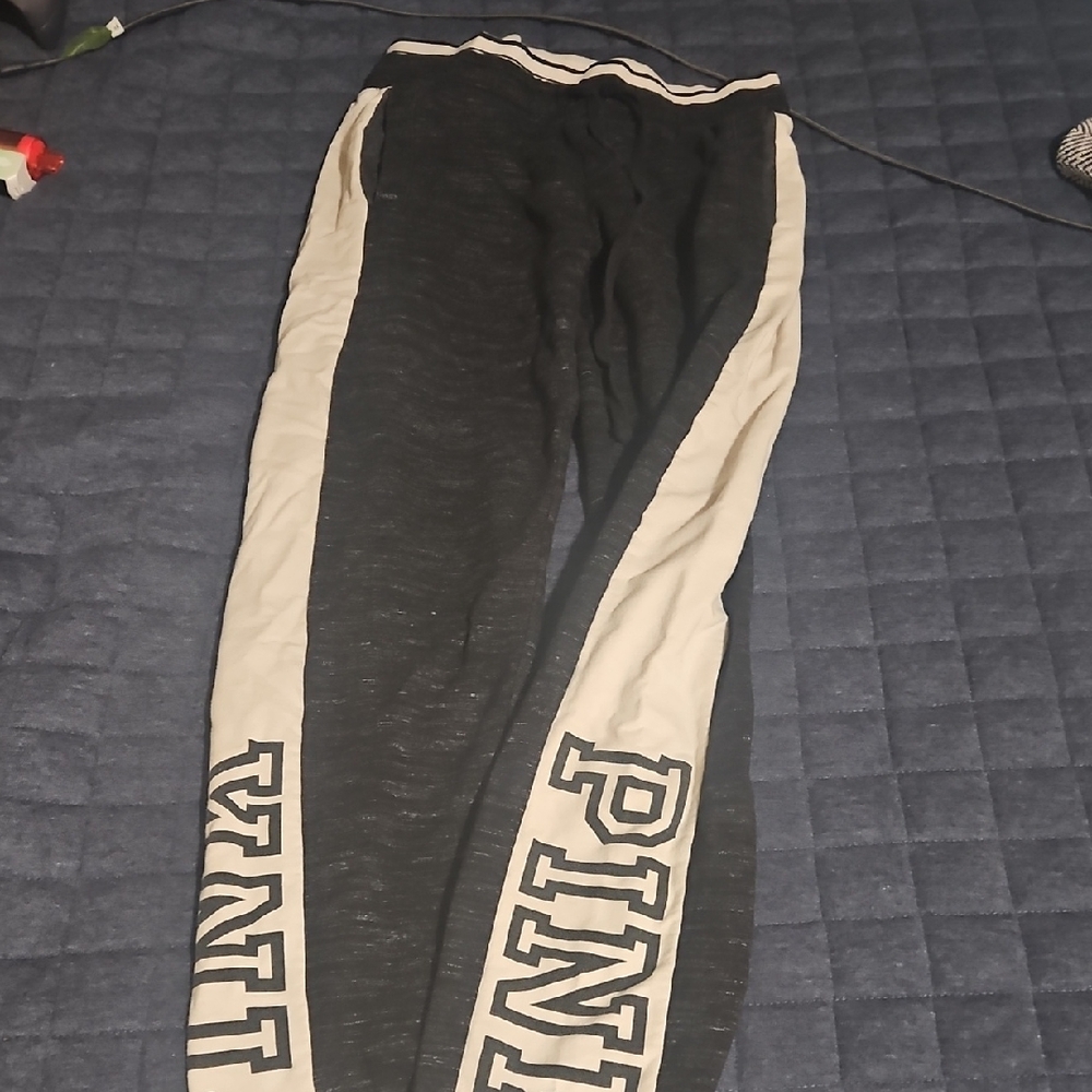 PINK Victoria's Secret Black and Cream Joggers